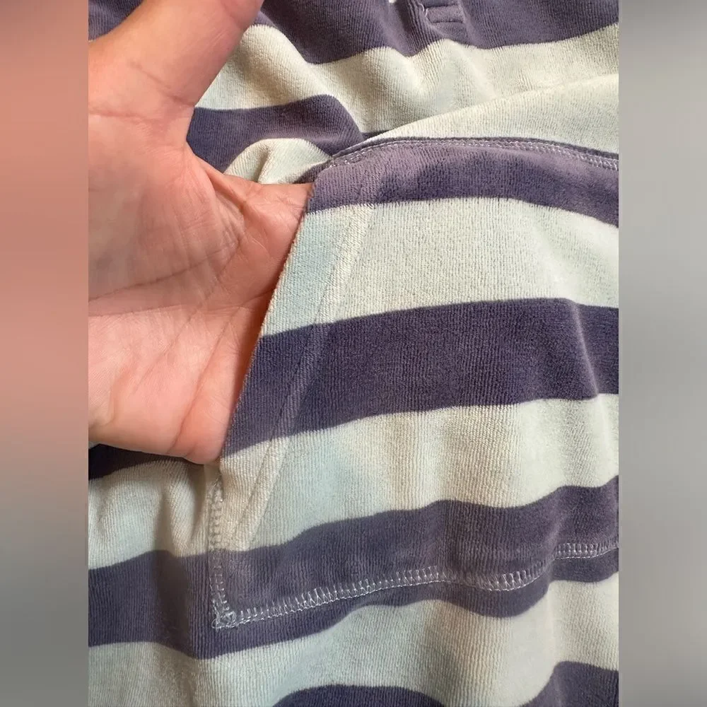 Mini Boden Striped Soft Velour Toweling Hoodie Dress Unisex Size 7-8